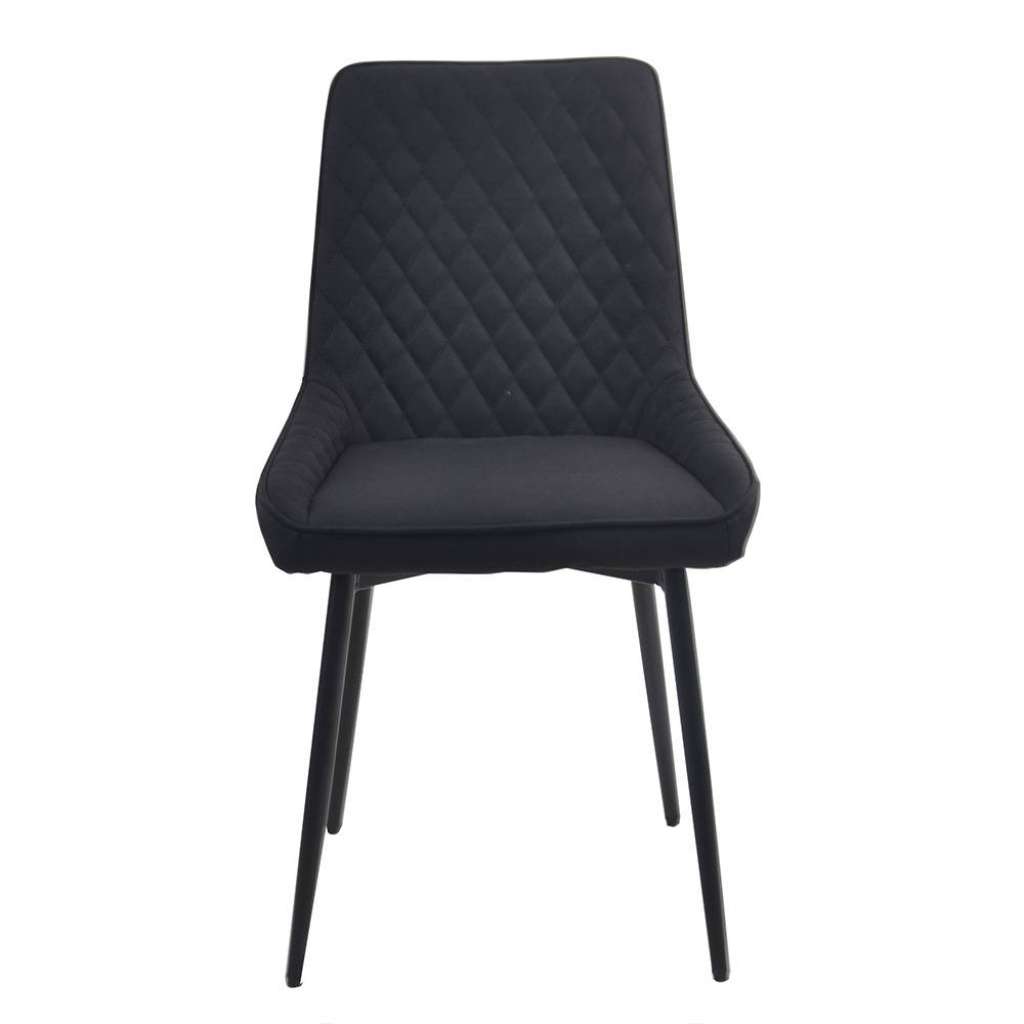 Esstisch Stühle in Schwarz Microfaser Metallgestell (2er Set)
