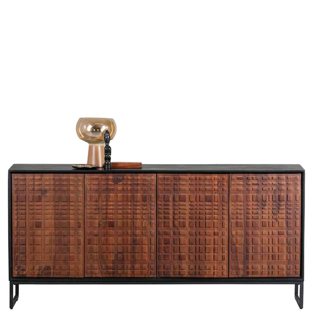 Sideboard in Nussbaumfarben und Schwarz 170 cm breit