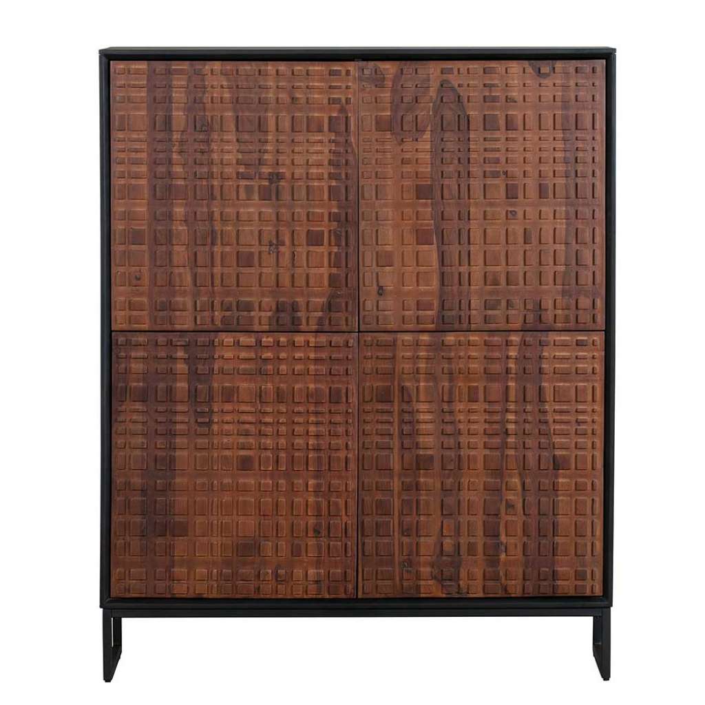 Wohnzimmerschrank in Nussbaumfarben und Schwarz 140 cm hoch