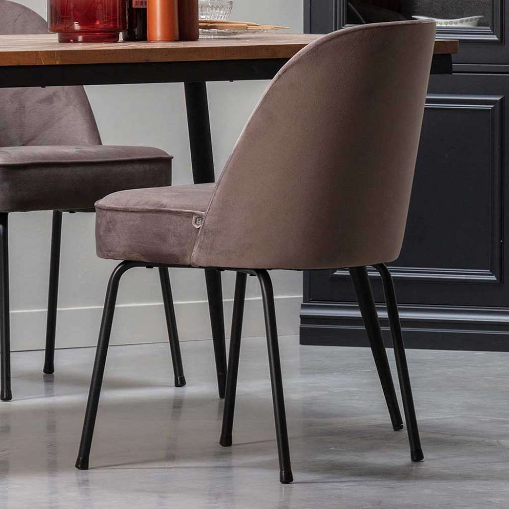 Retro Polsterstühle in Hellbraun Samt 50 cm Sitzhöhe (2er Set)