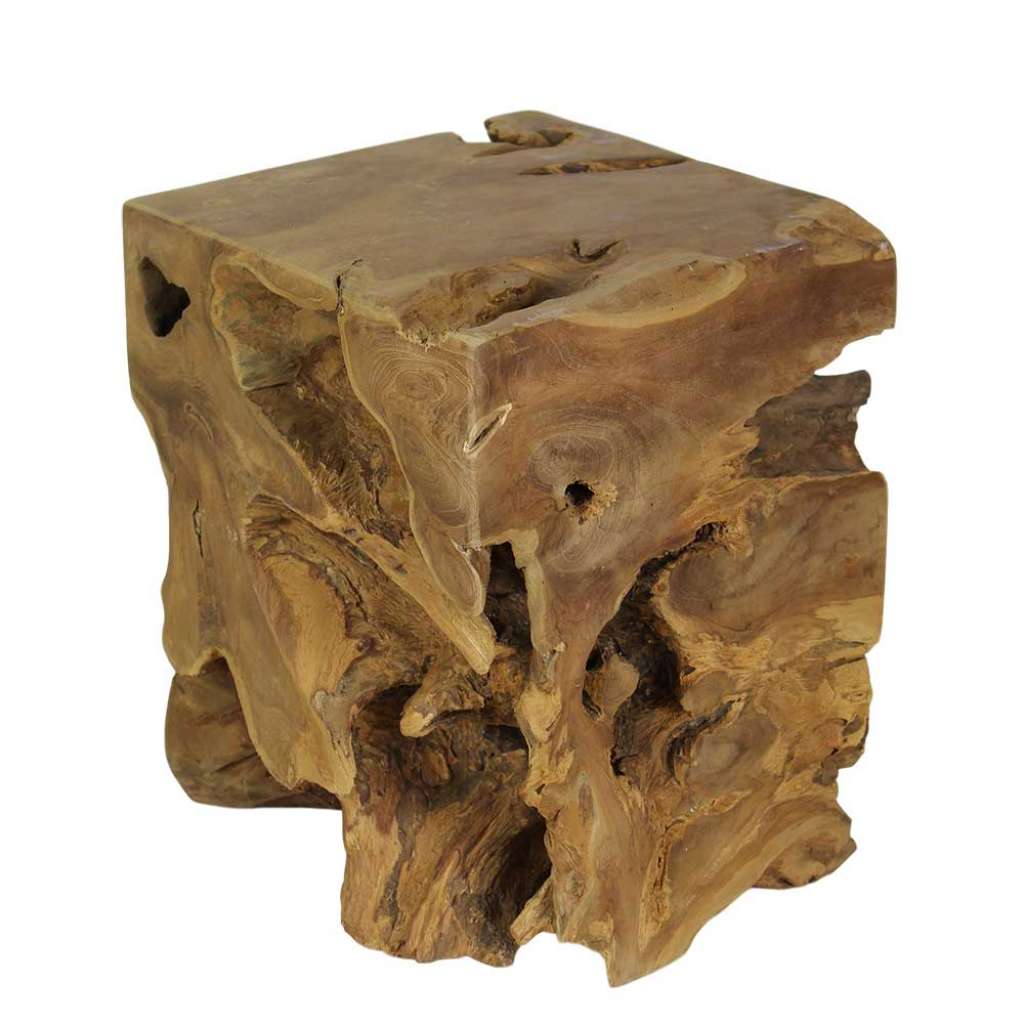 Wurzelholz Beistelltisch aus Teak Massivholz Landhausstil
