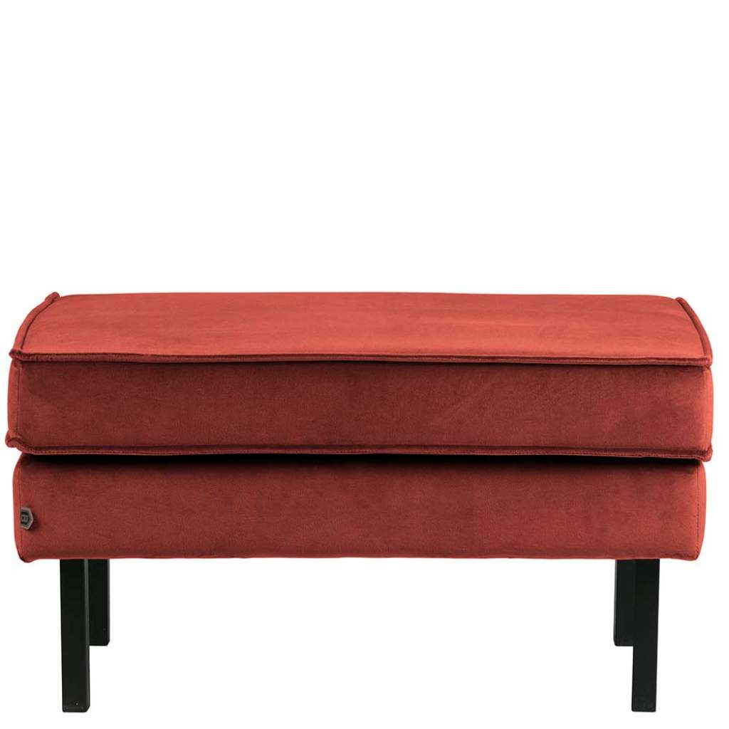 Polsterhocker in Rotbraun Samt Retro Design