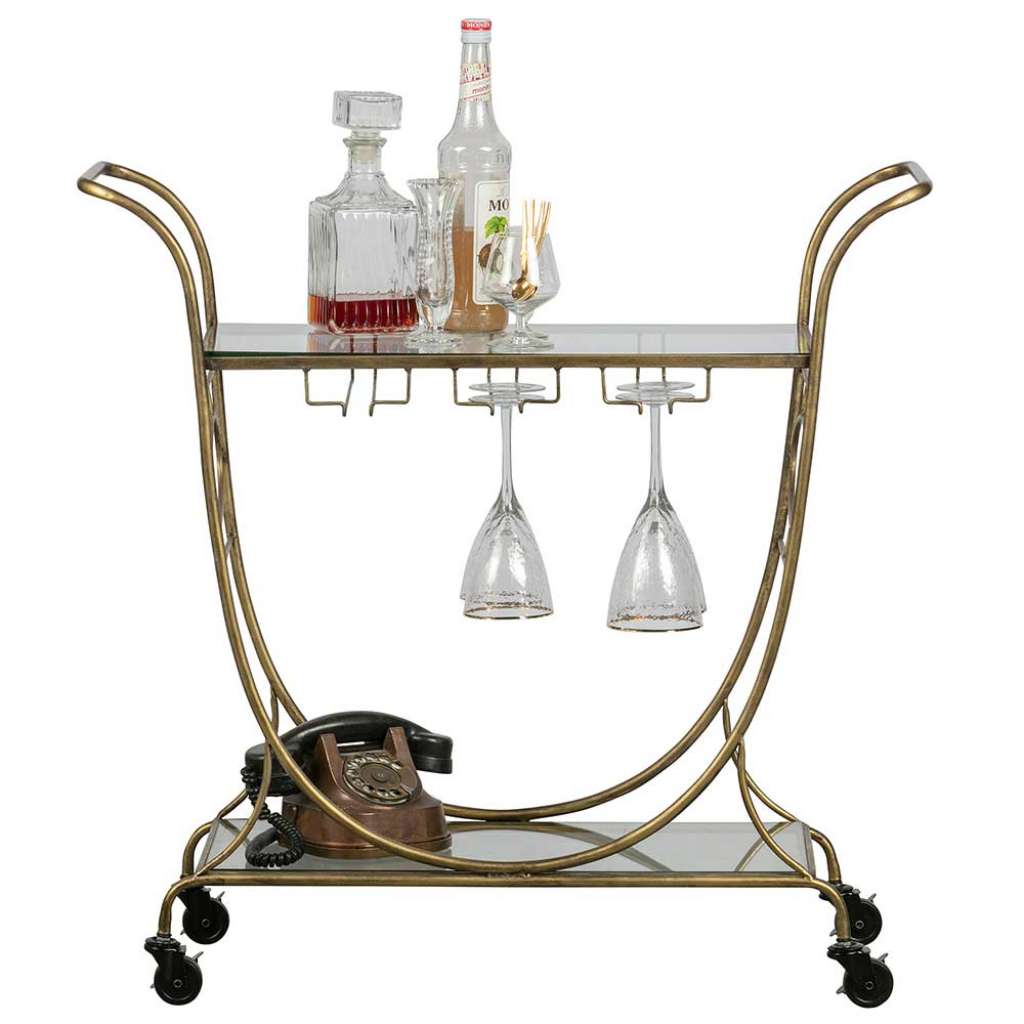 Servierwagen in Altmessingfarben Retrostil