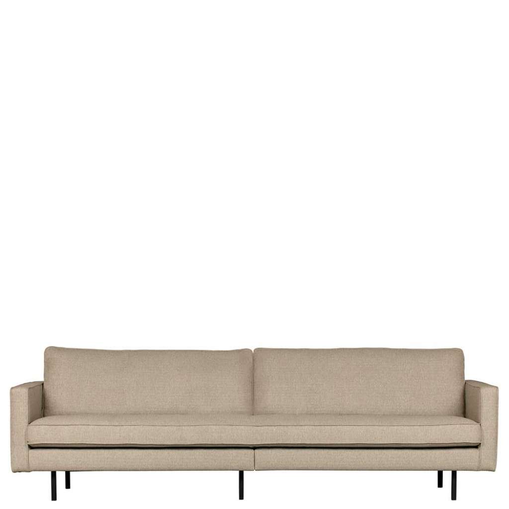 Dreisitzer Sofa in Beigegrau Webstoff Retro Style