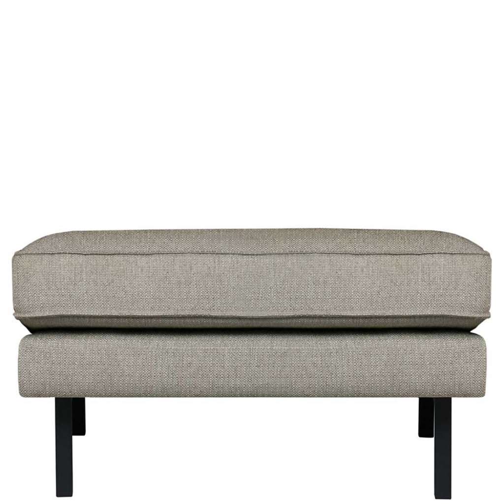 Polsterhocker in Hellbraun Webstoff Retrostil