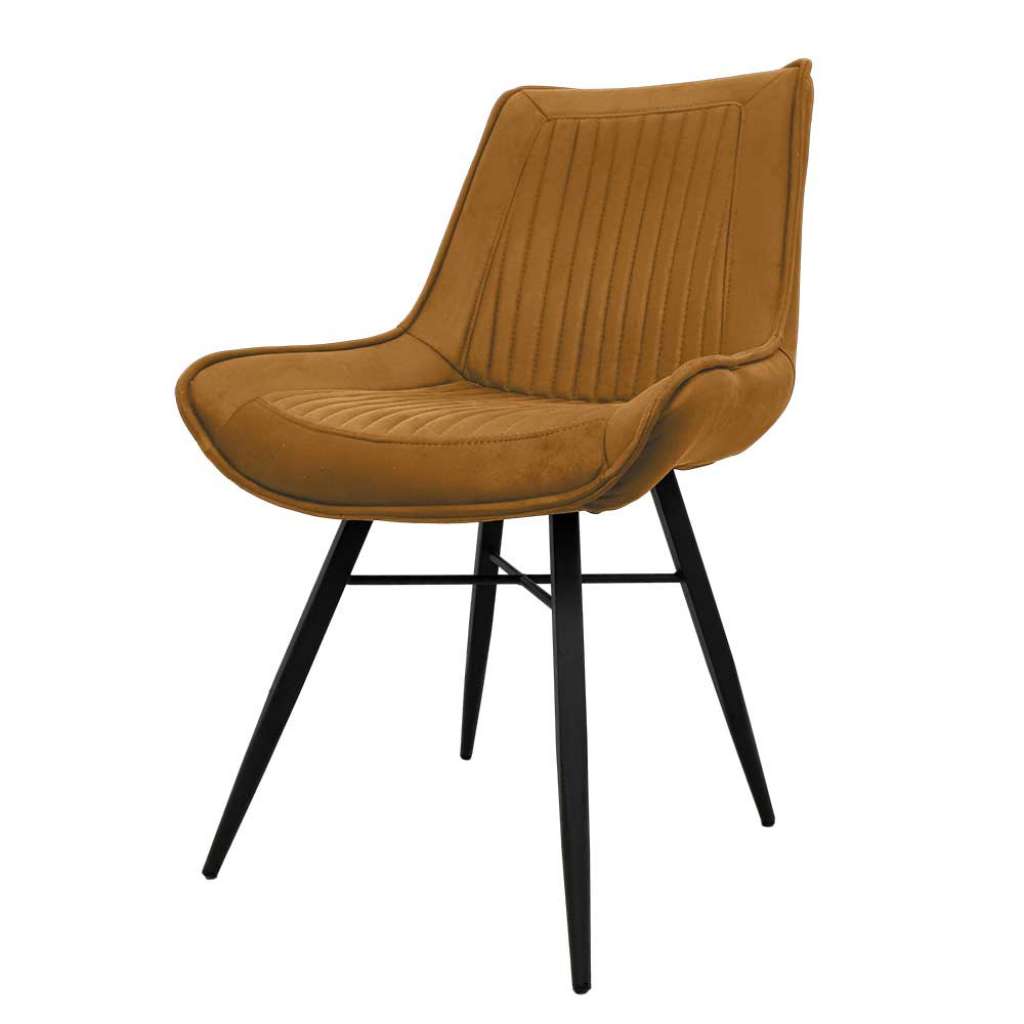 Küchenstühle in Cognac Braun Samt modern (2er Set)