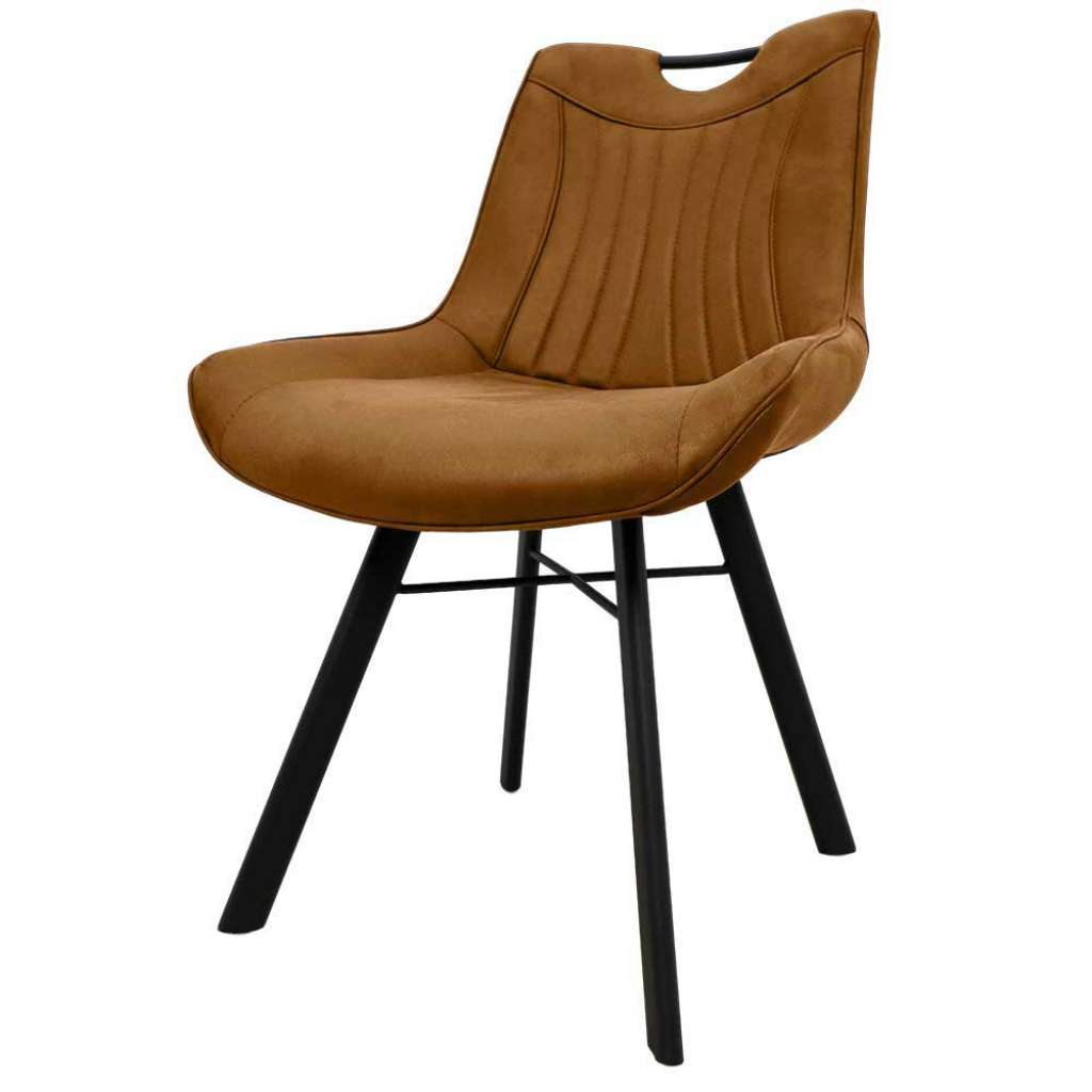 Esszimmerstühle in Cognac Braun Samt 50 cm Sitzhöhe (2er Set)