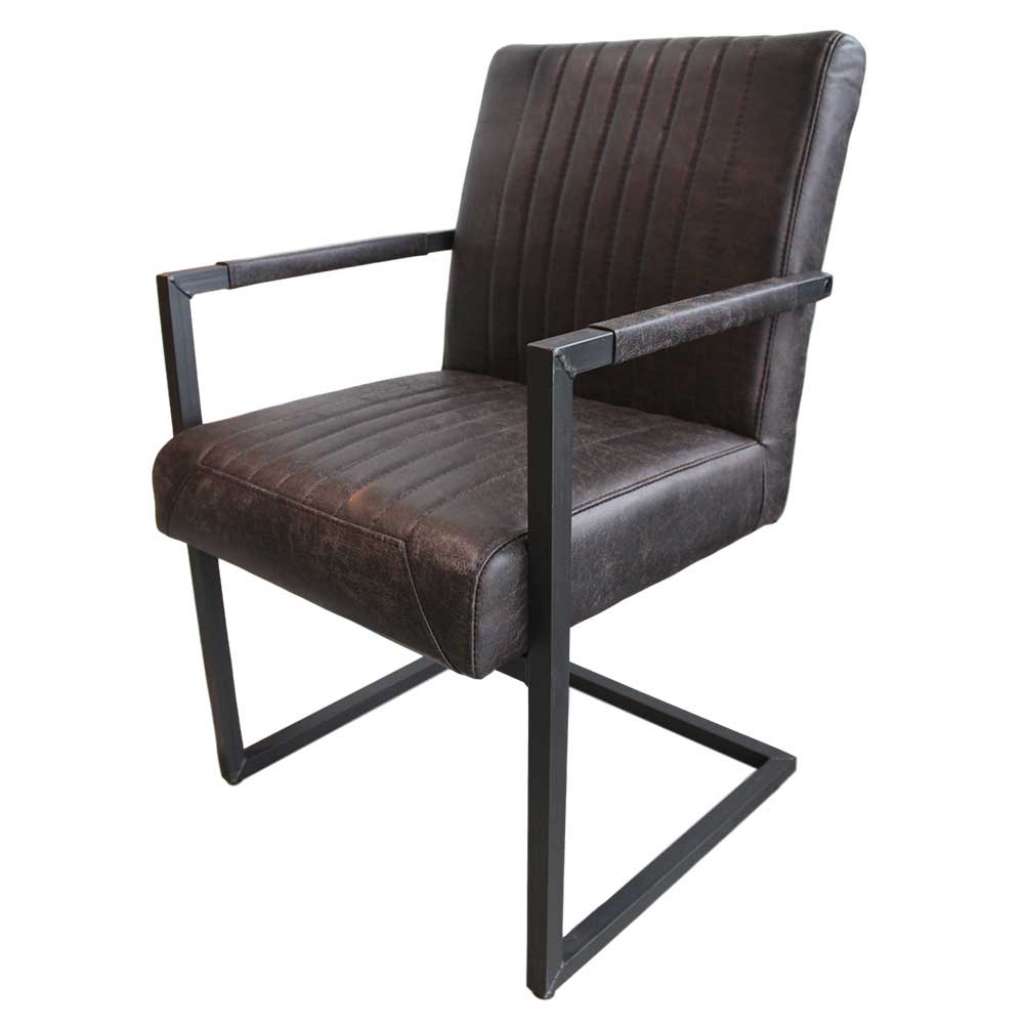 Armlehnen Schwingstühle in Dunkelbraun Recyclingleder Loft Design (2er Set)