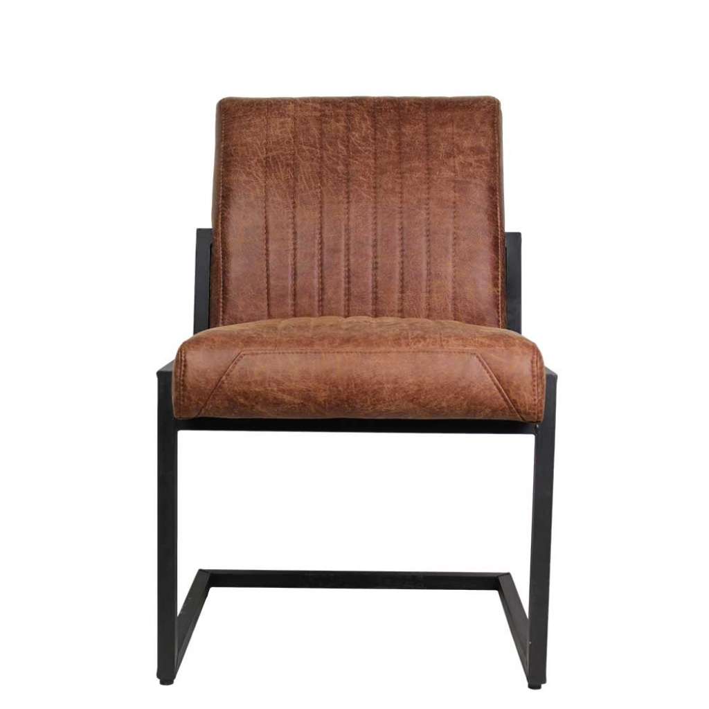 Freischwinger Sessel in Cognac Braun Recyclingleder Loft Design (2er Set)