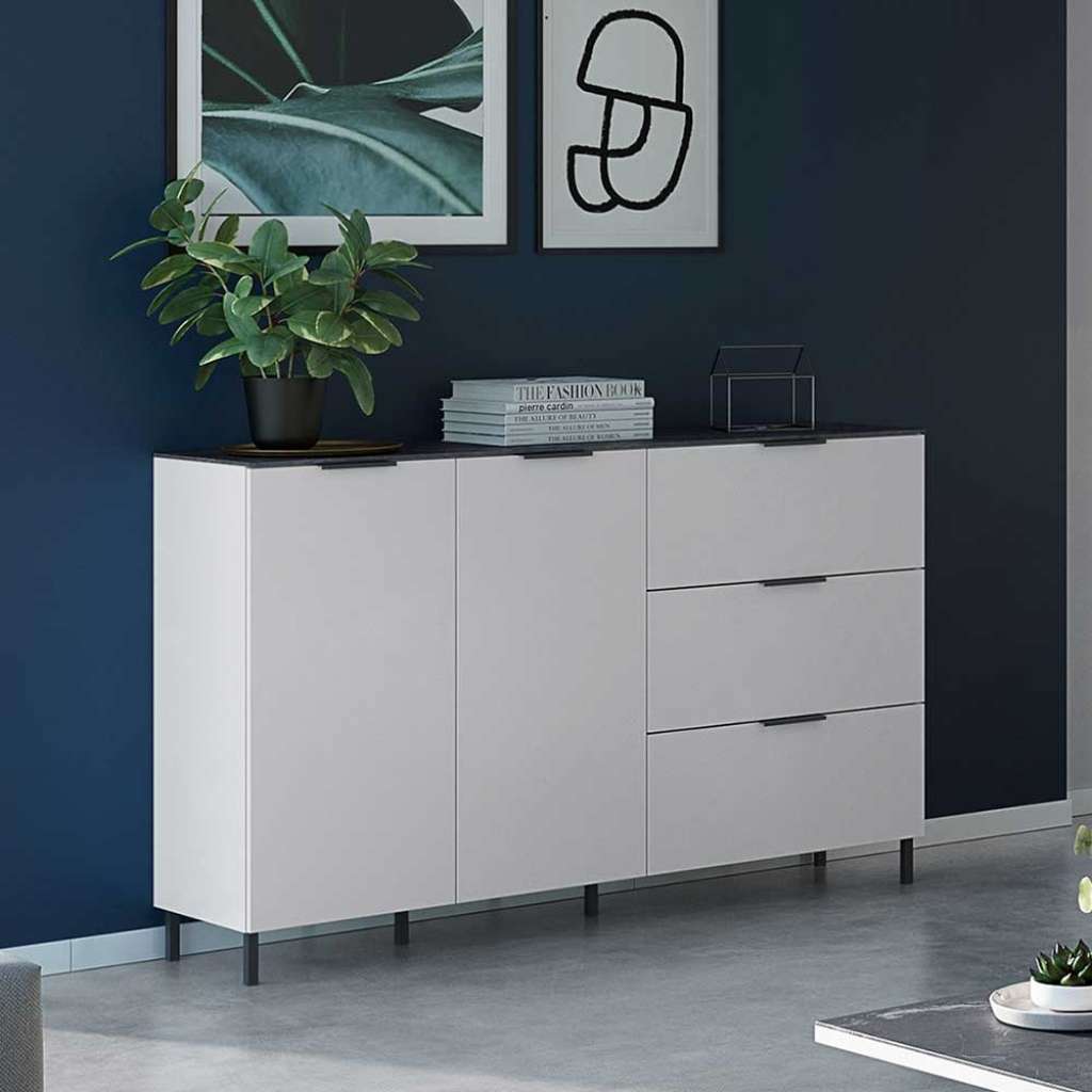 Große Kommode in Weiß und Grau modern