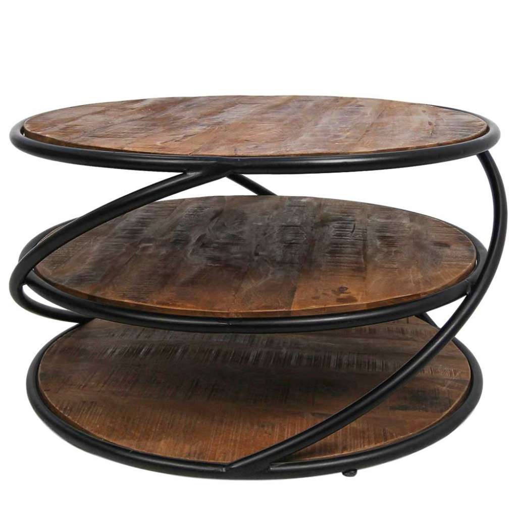 Wohnzimmertisch aus Mangobaum Massivholz und Metall 40 cm hoch