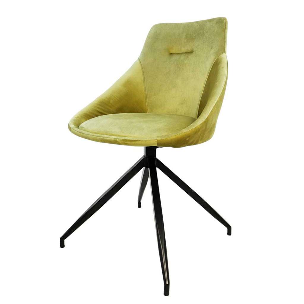 Samt Stühle in Gelbgrün modern (2er Set)