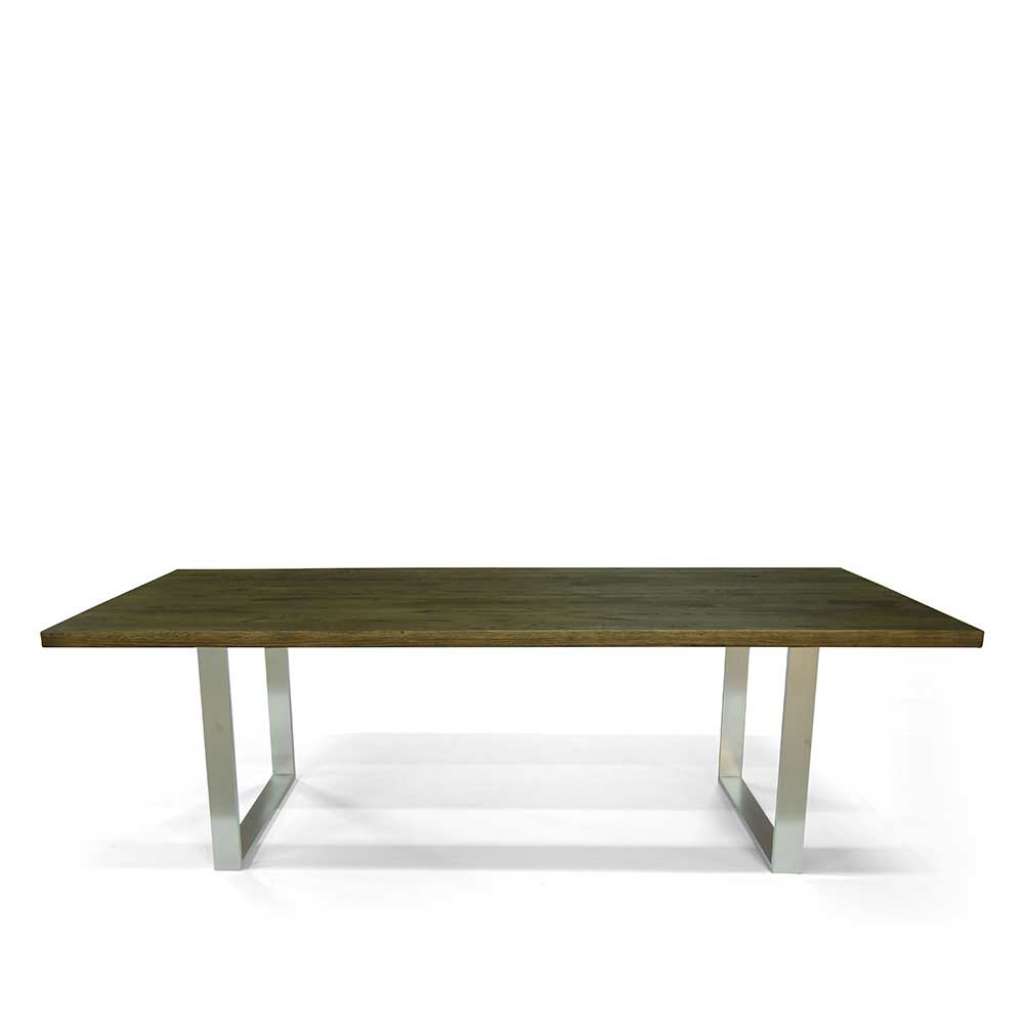 Esszimmer Tisch aus Eiche Massivholz und Edelstahl 75 cm hoch