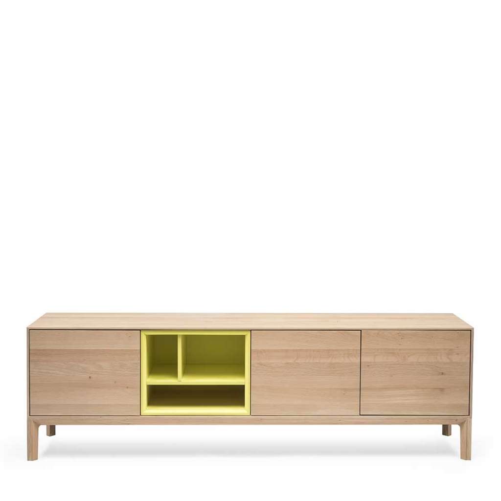 TV Unterschrank in Eiche weiß geölt und Gelb 205 cm breit