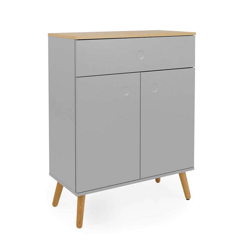 Vertiko Kommode in Grau und Eiche Skandi Design