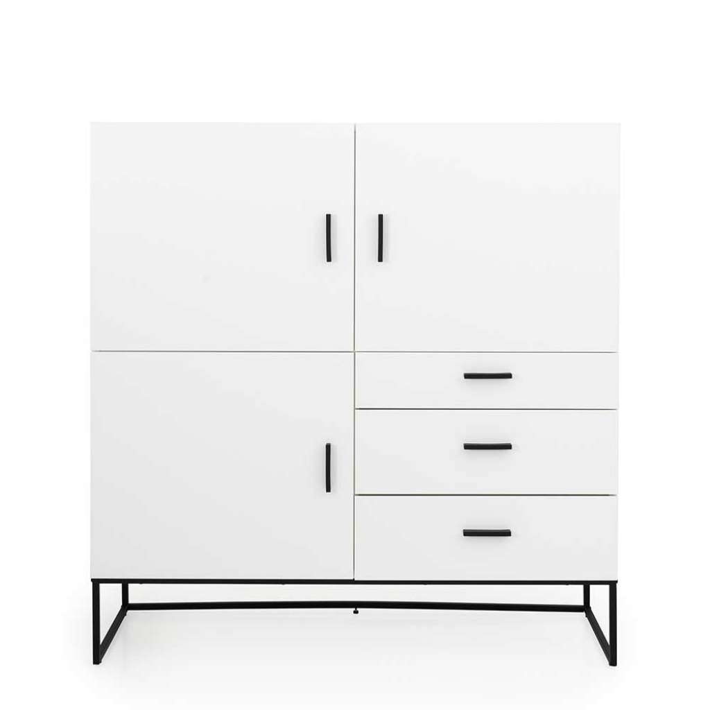 Wohnzimmerschrank in Weiß und Schwarz Skandi Design