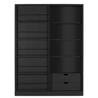 Kieferschrank in Schwarz Schiebetüren