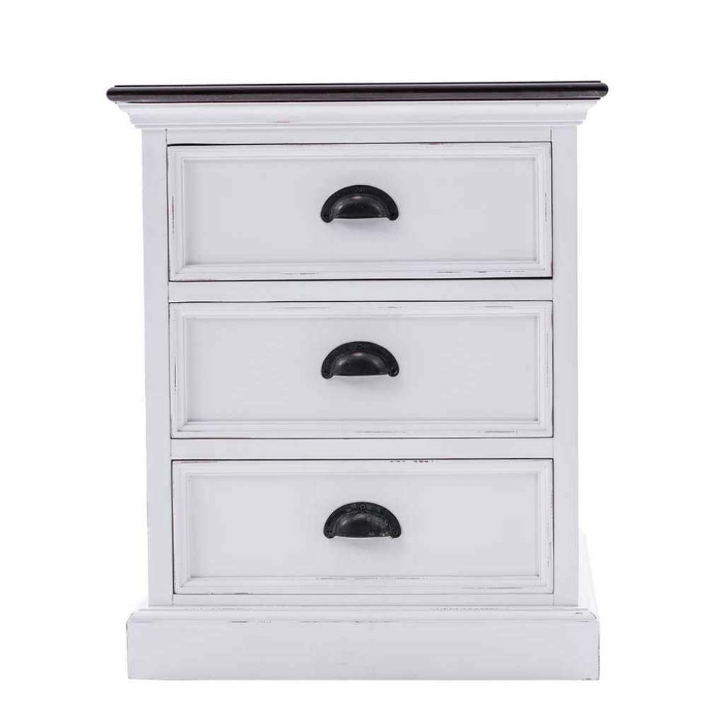 Nachtschrank in Weiß und Mahagoniholz 45 cm breit