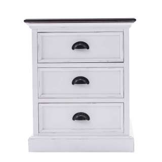 Nachtschrank in Weiß und Mahagoniholz 45 cm breit