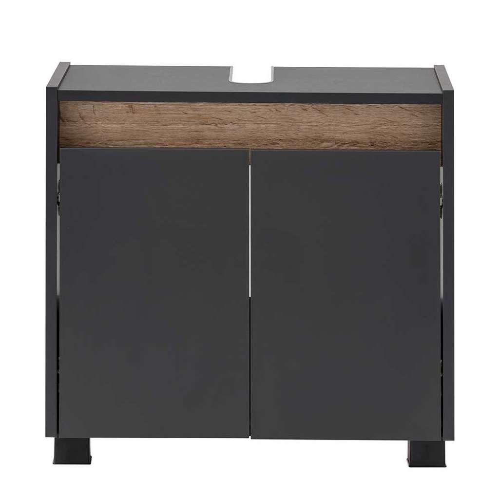 Waschtisch in Anthrazit und Wildeiche Optik 55 cm hoch