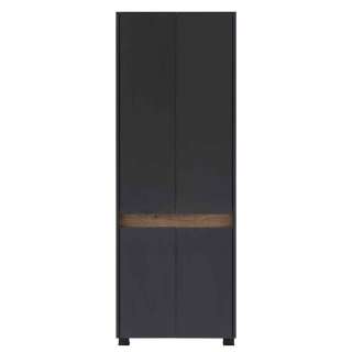 Badezimmer Hochschrank in Anthrazit und Wildeiche Optik 165 cm hoch