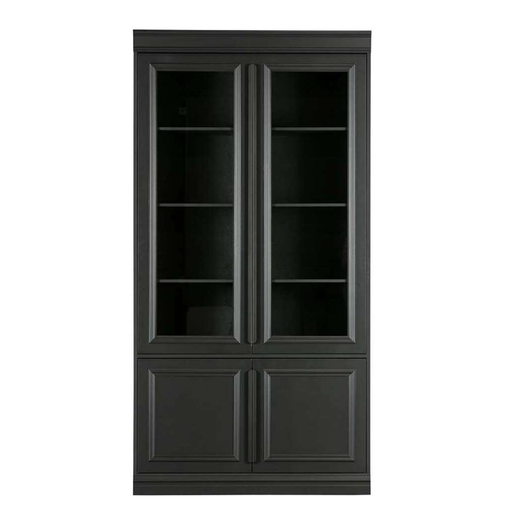 Esszimmervitrine in Schwarz Kiefer massiv Vintage Design