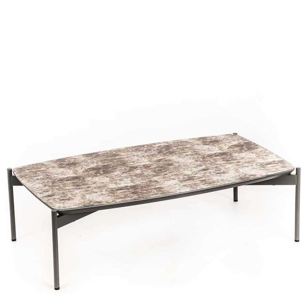 Sofa Beistelltisch in Braun und Dunkelgrau Glas beschichtet