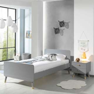 Jugendzimmer Bett in Grau und Goldfarben modern (2-teilig)