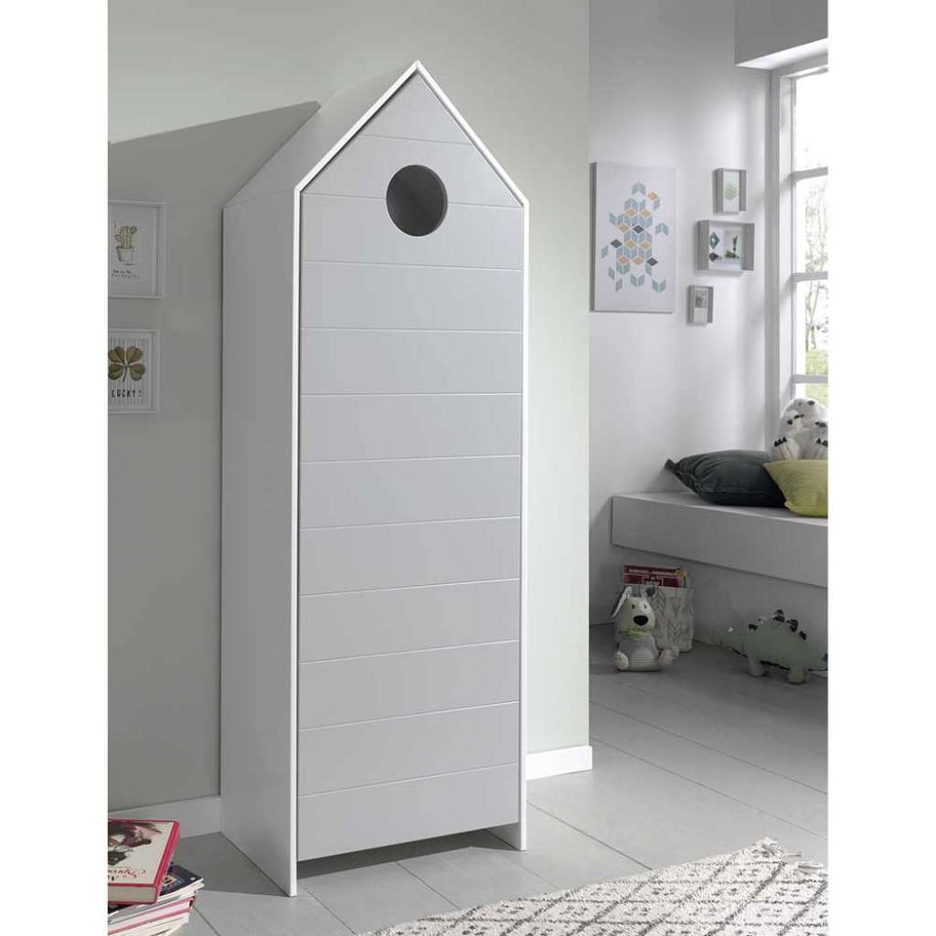 Kinderzimmerschrank in Grau und Weiß Haus