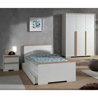 Jugendzimmerset in Weiß und Buche Optik modern (3-teilig)
