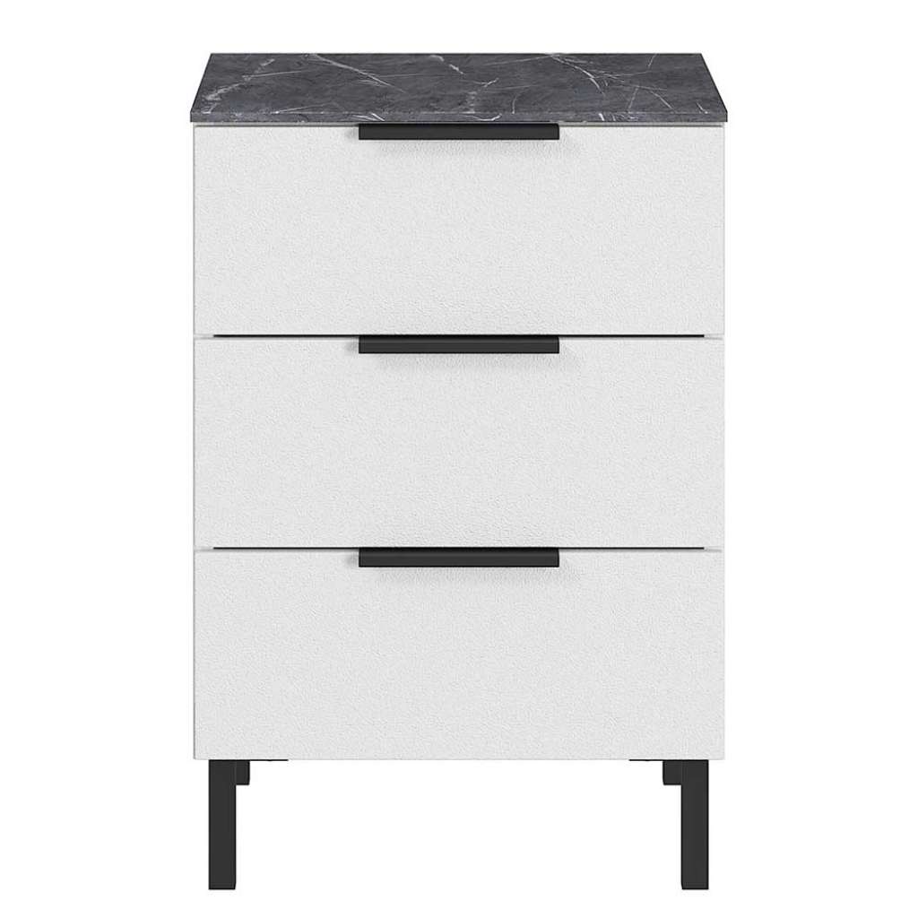 Nachtschrank in Weiß und Grau 60 cm hoch