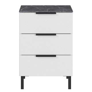 Nachtschrank in Weiß und Grau 60 cm hoch