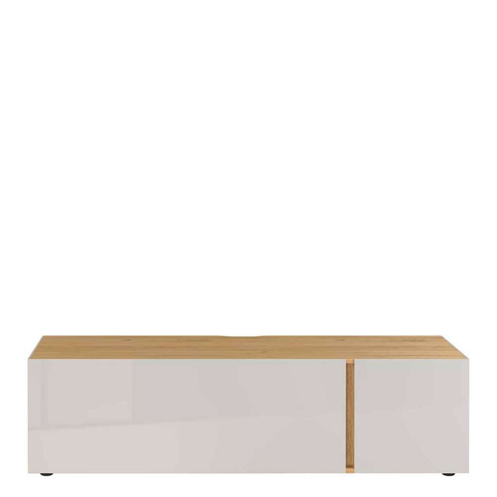 Fernsehboard in Hellgrau und Wildeiche Optik Klappe