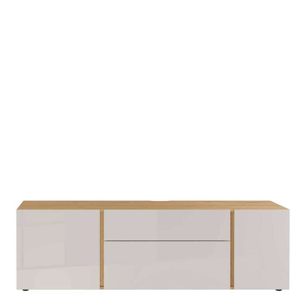 TV Lowboard in Hellgrau und Wildeiche Optik 180 cm breit