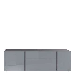 TV Sideboard in Dunkelgrau und Silberfarben 180 cm breit
