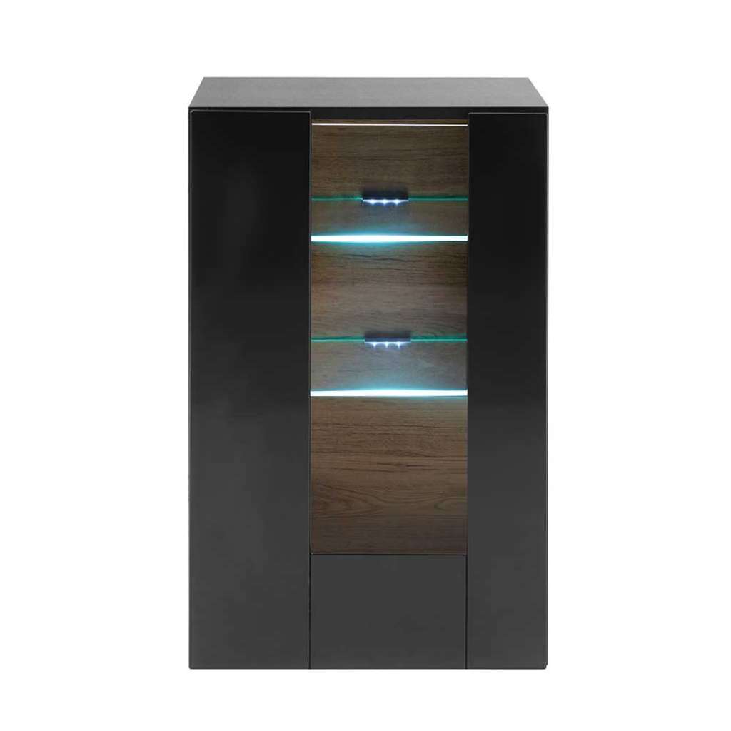 Kleine Vitrine 45 cm breit Schwarz Hochglanz