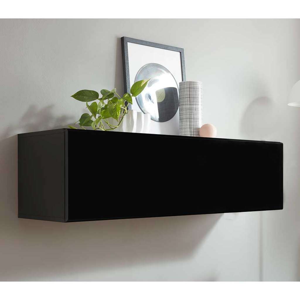 Hängekommode in Schwarz Hochglanz Klappe