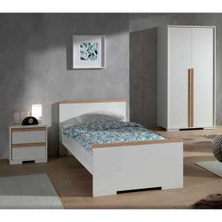 Jugendzimmermöbel Set in Weiß und Buche Optik modern (3-teilig)