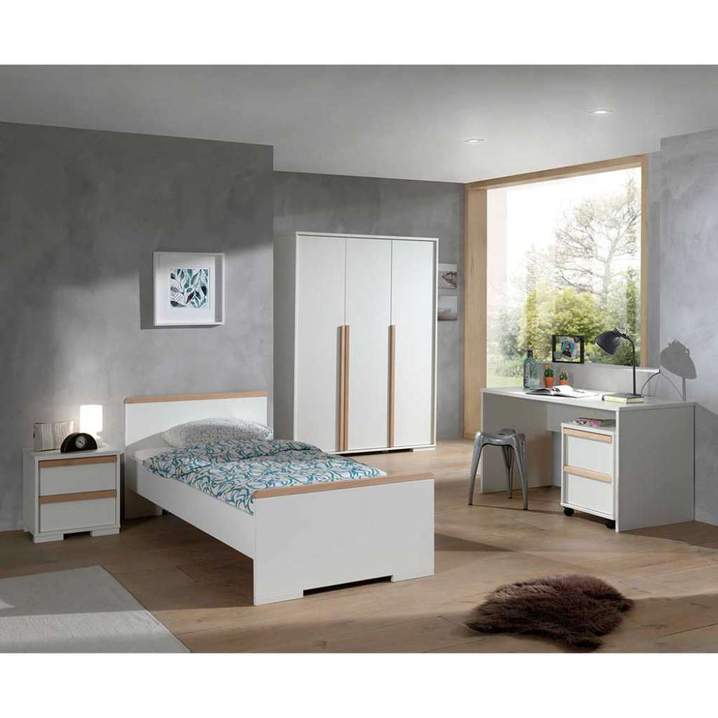 Jugendzimmer in Weiß und Buche modern (5-teilig)