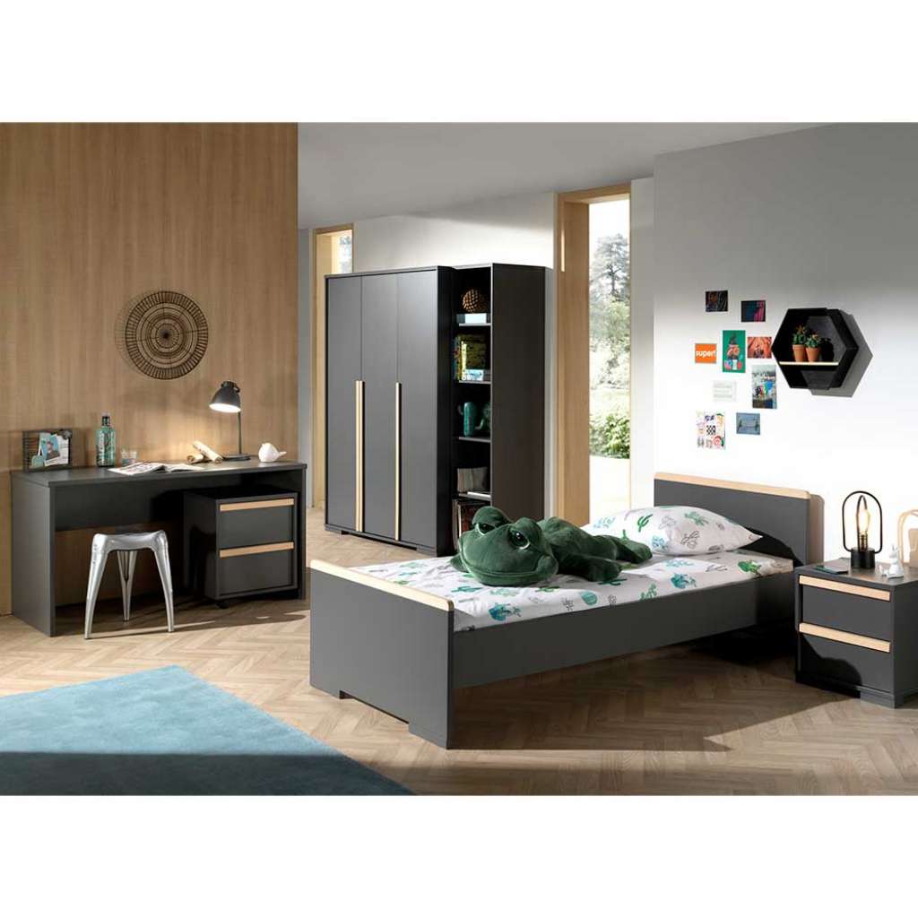 Jugendzimmer in Anthrazit und Buche modern (6-teilig)