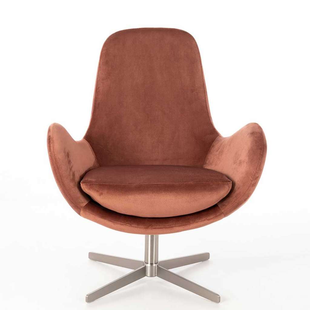 Drehbarer Sessel in Altrosa Samt Retrostil