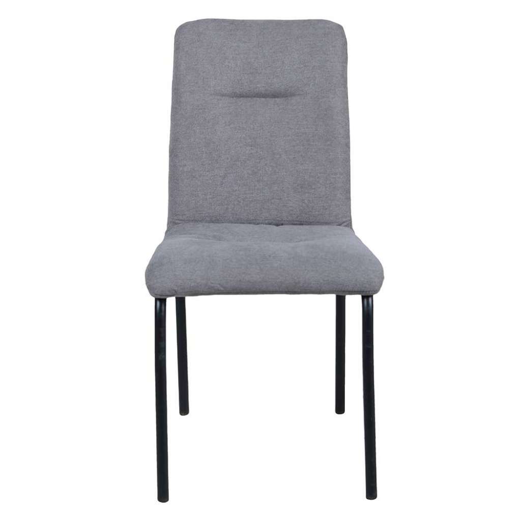 Esszimmer Polsterstühle in Hellgrau Webstoff Metallgestell (2er Set)