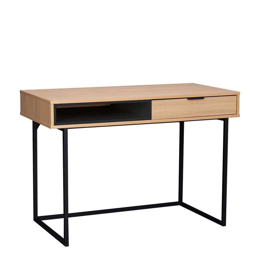 Designschreibtisch in Eichefarben und Schwarz 110 cm breit