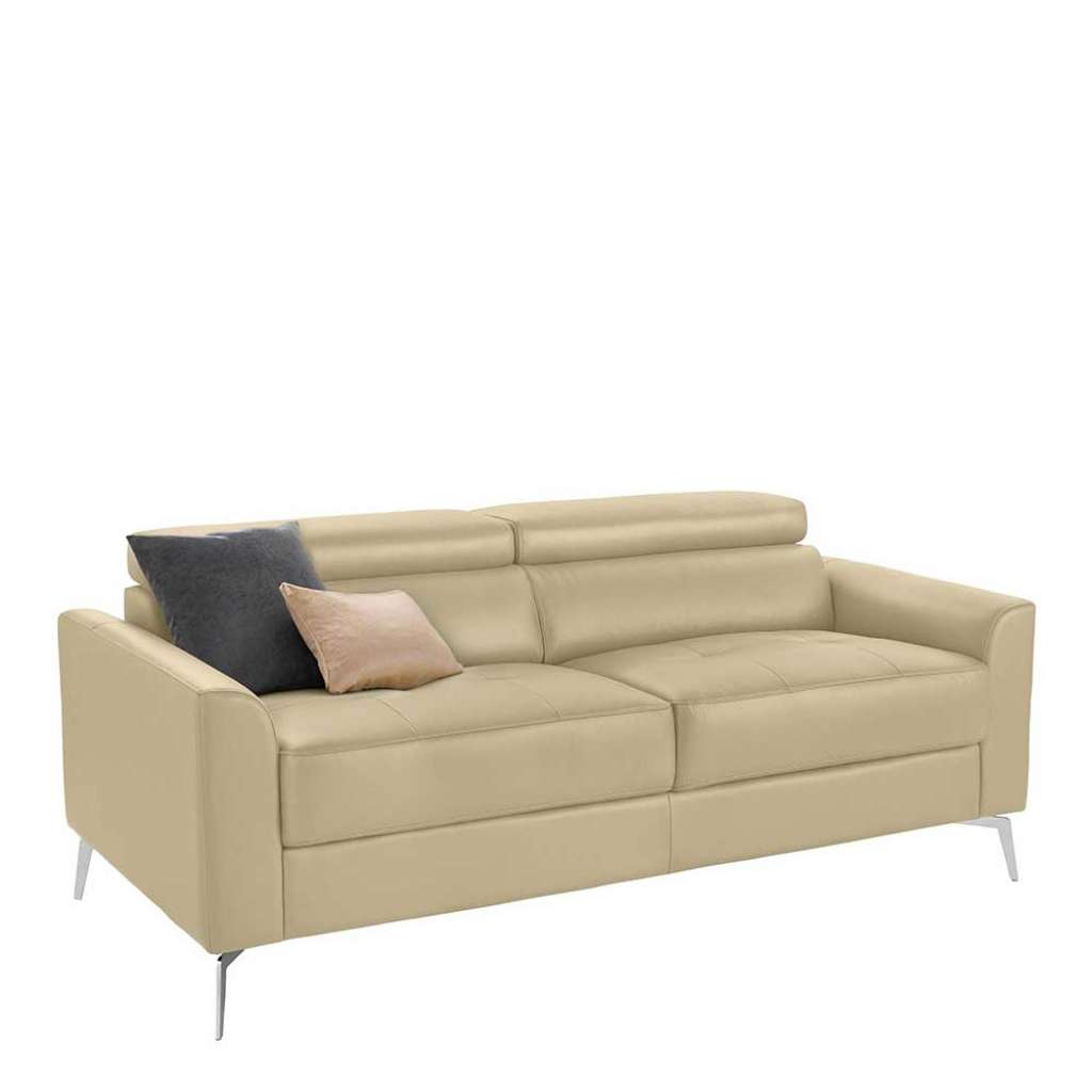 Couch in Beige Kunstleder 185 cm breit
