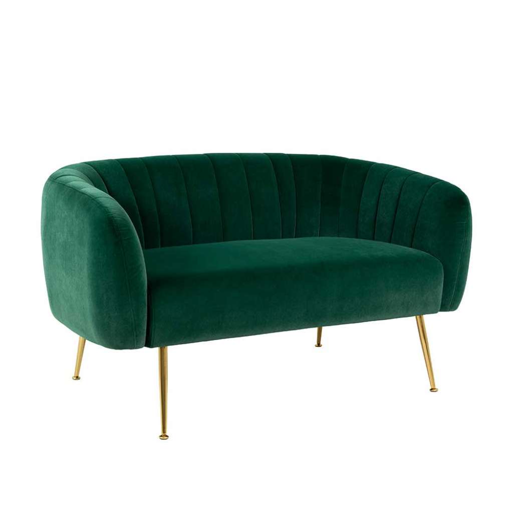 Zweisitzer Sofa in Grün Velours Retrostil