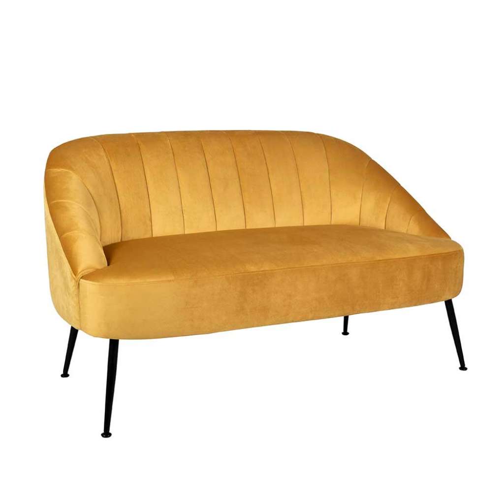 Couch in Gelb Velours Retrostil
