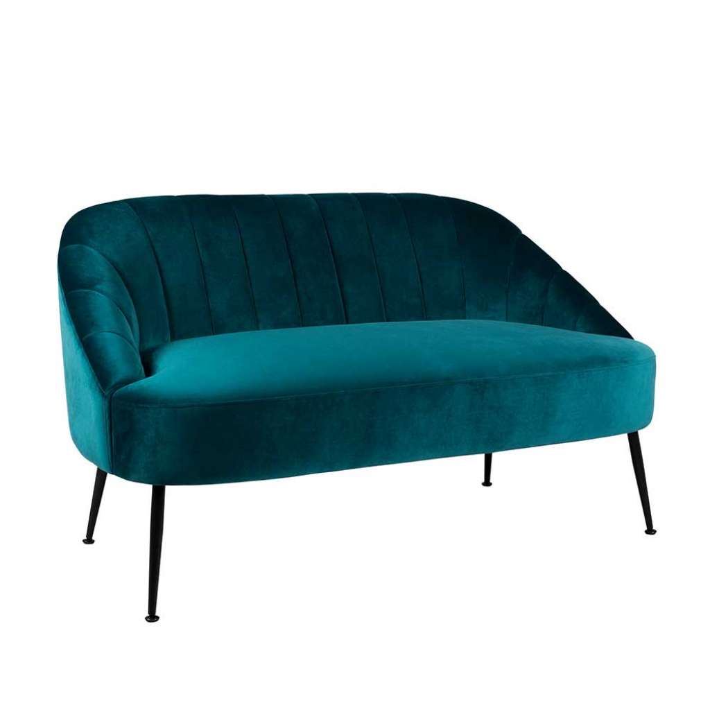 Retro Sofa in Petrol Velours 130 cm breit