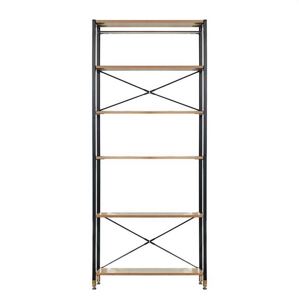 Standregal in Schwarz und Akazienfarben 210 cm hoch