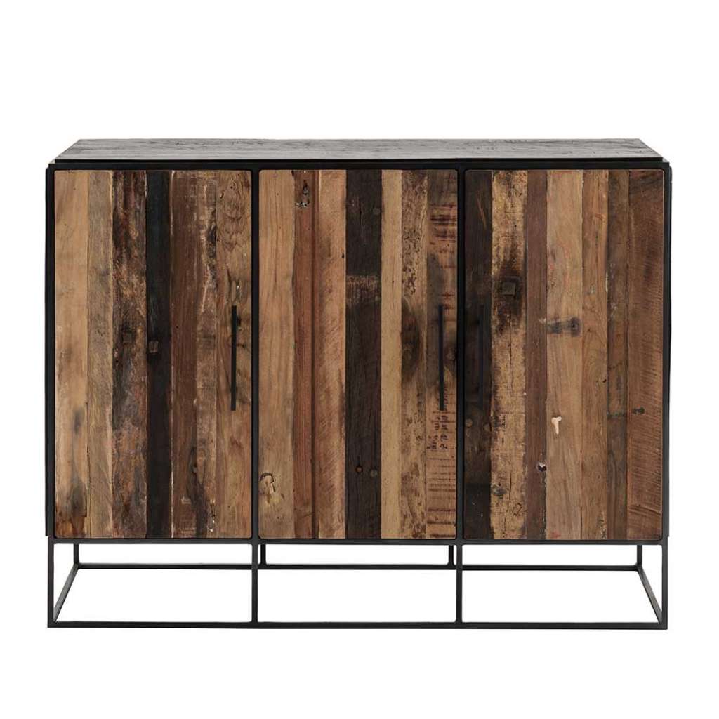 Türen Kommode aus Recyclingholz und Eisen 120 cm breit