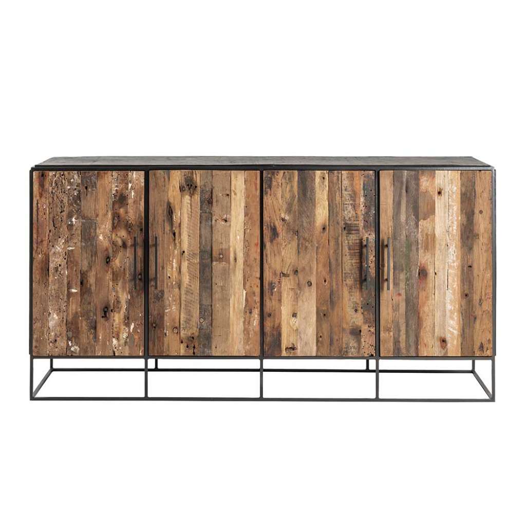 Türen Sideboard aus Recyclingholz und Eisen 180 cm breit